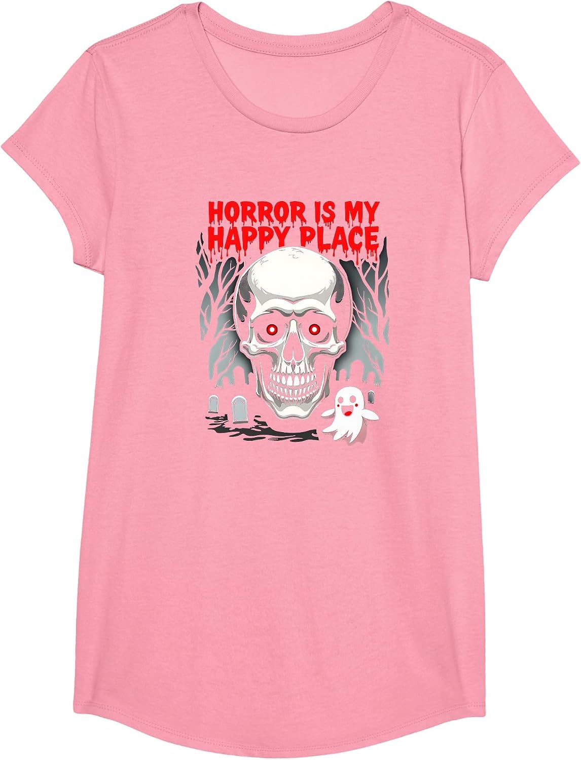Horror is My Happy Place Skull Ghost Halloween Fans Apparel | Trending 2025 | High CTR Boost
