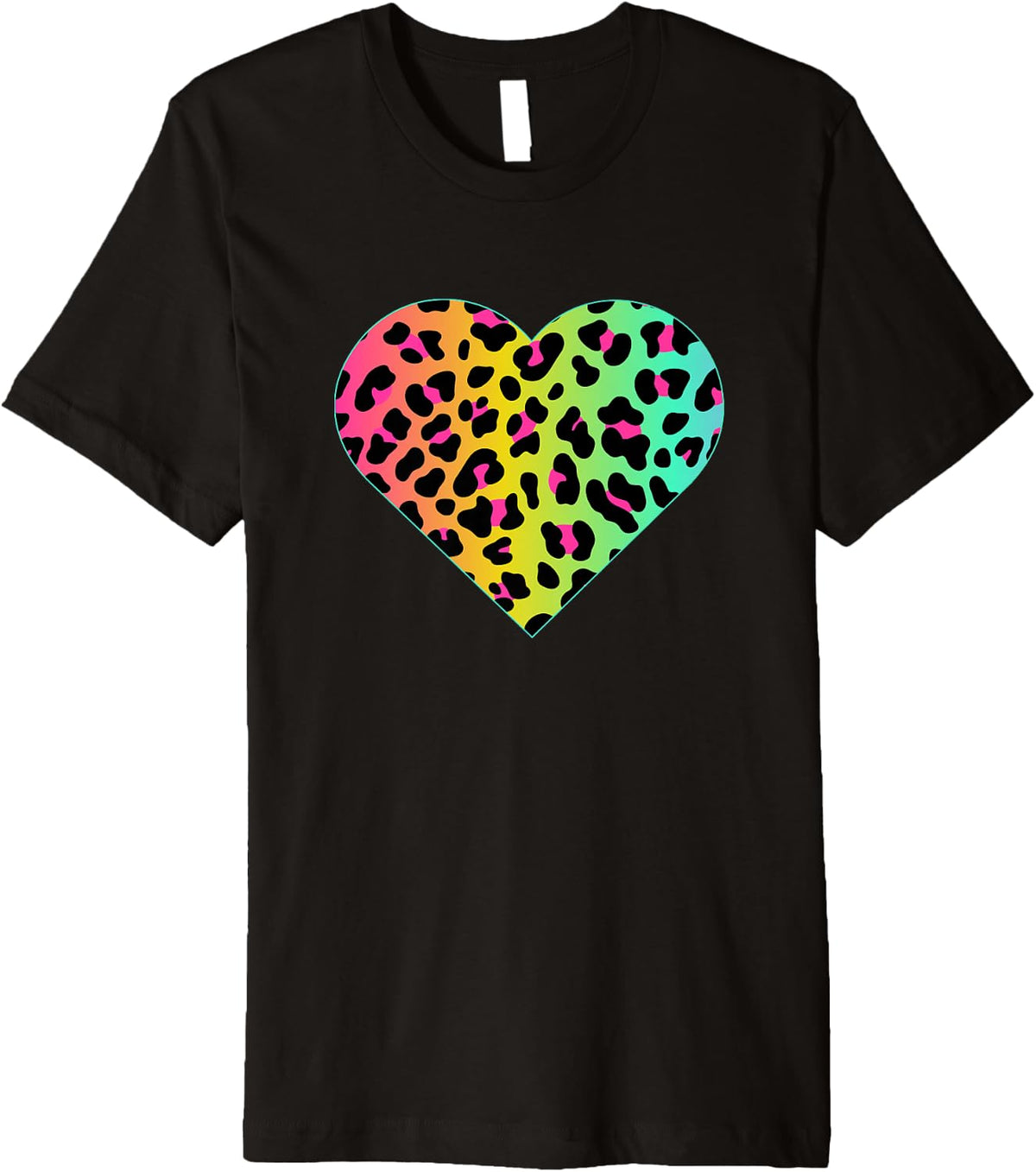 Heart Rainbow Cheetah Leopard Print Graphic Premium Apparel Comfort Fit Fan Favorite