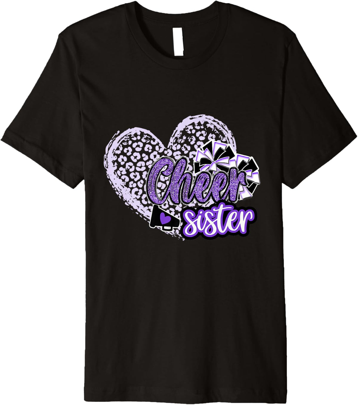Cheer Sister Shirt Megaphone Purple Leopard Cheetah Print Premium T Shirt Comfort Fit Hot Right Now