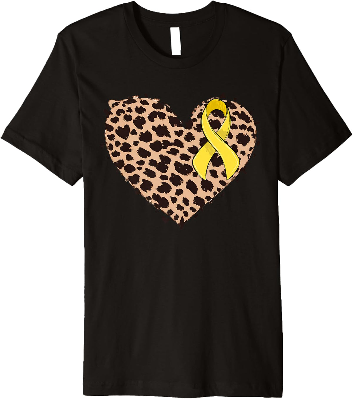 Childhood cancer yellow ribbon Cheetah Leopard Heart Print Premium Apparel Premium Print Best Seller Look