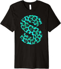 Letter S Cheetah Leopard Print Blue Initial Zebra Matching Premium Apparel Comfort Fit Best Seller Look