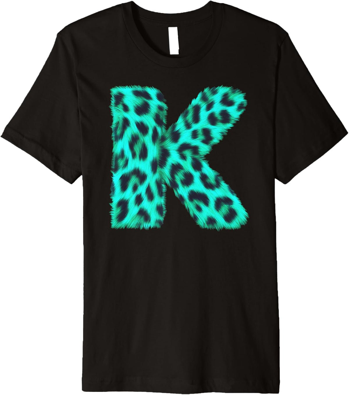 Letter K Cheetah Leopard Print Blue Initial Zebra Matching Premium Apparel Trending US Gift Ready