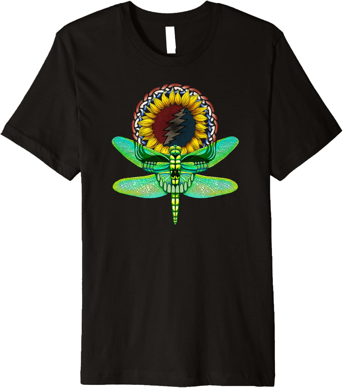 Sunflower and Dragonfly Skull Art Tribute to Michael Everett Premium Apparel | Perfect Gift Idea