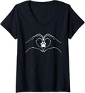 Womens Lion Paw Print Cheetah Footprint Tiger Leopard Hands Heart V Neck Apparel Streetwear Style Fan Favorite