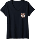 Womens Tiger Print Pocket Skin Stripes Pattern Cool Wild Cat Lover V Neck Apparel Comfort Fit Everyday Wear