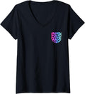 Womens Rainbow Cheetah Outfit Print Pocket for Big Cat Lovers V Neck Apparel Comfort Fit Everyday Wear