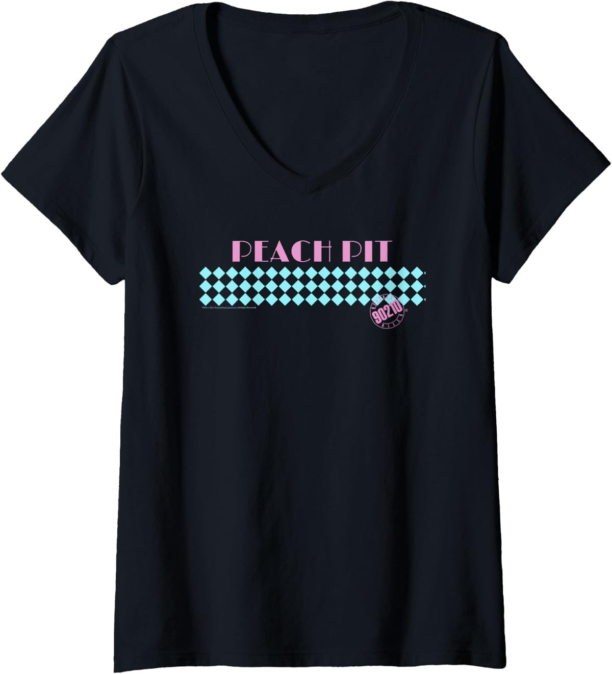 Womens Beverly Hills 90210 Peach Pit Pattern V-Neck Apparel | US Best Seller