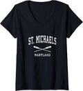 Womens St. Michaels Maryland Vintage Nautical Paddles Sports Oars V-Neck Apparel | Trending 2025