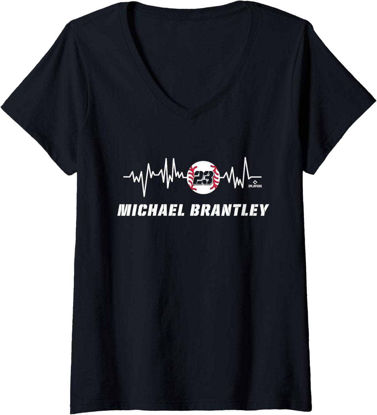 Womens Michael Brantley Heartbeat V-Neck Apparel | US Best Seller