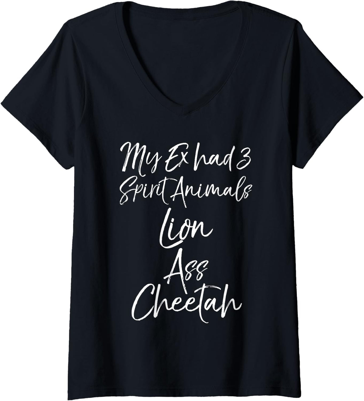 Womens Funny Divorce My Ex Had 3 Spirit Animals Lion Ass Cheetah V Neck Apparel Viral TikTok Find Best Seller Look