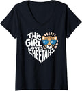 Womens This Girl Loves Cheetahs Cute Cheetah for Girls V Neck Apparel Premium Print US Top Pick