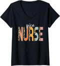 Womens Nurse PICU Nurse Cheetah Print RN Cute PICU Nurse V Neck Apparel Premium Print Fan Favorite