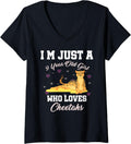 Womens I m Just 9 Year Old Girl Who Loves Cheetahs Birthday Girl V Neck Apparel Streetwear Style Gift Ready