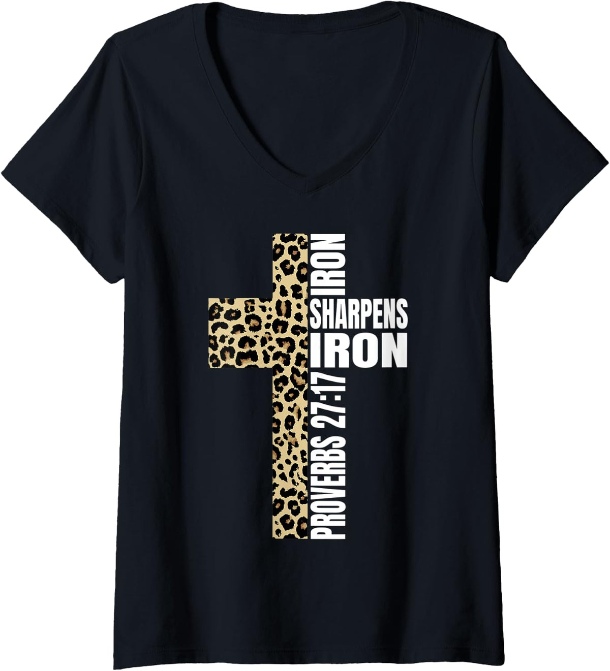 Womens Cute Cheetah Print Cross Christian Best Friend Bible Verse V Neck Apparel Comfort Fit Fan Favorite