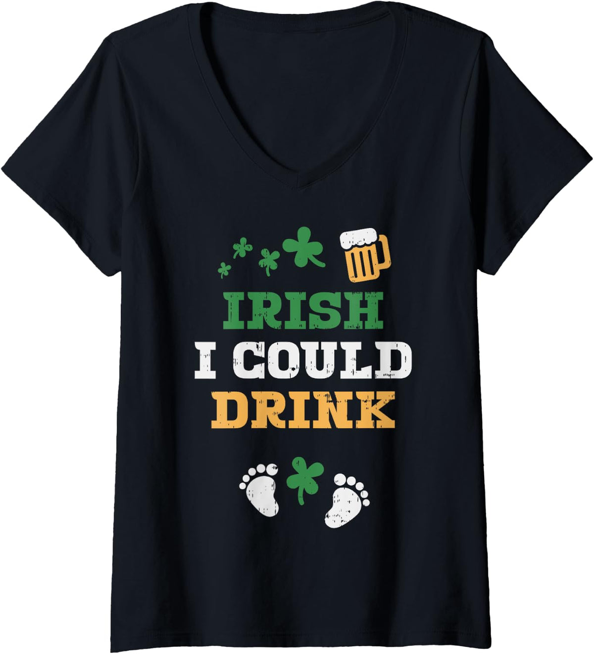 Womens Irish I Could Drink Pregnancy Announcement St Patricks Day V-Neck Apparel | Everyday Casual Wear