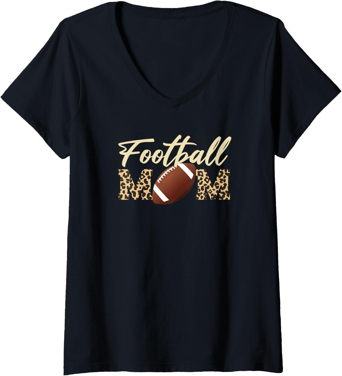Womens Women s mom football cheetah skin motif print beige V Neck Apparel High Search Demand Everyday Wear