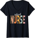 Womens Nurse School Nurse Cheetah Print RN Cute School Nurse V Neck Apparel Streetwear Style Fan Favorite