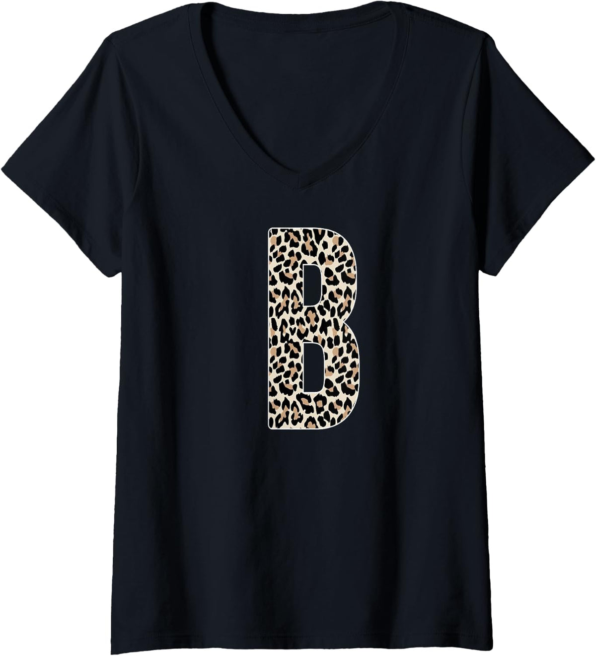 Womens Leopard Print Cheetah Print Animal Print Letter B Cat V Neck Apparel Trending US Fan Favorite