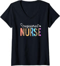 Womens Registered Nurse Stethoscope Cheetah Leopard Print Pattern V Neck Apparel Streetwear Style US Top Pick