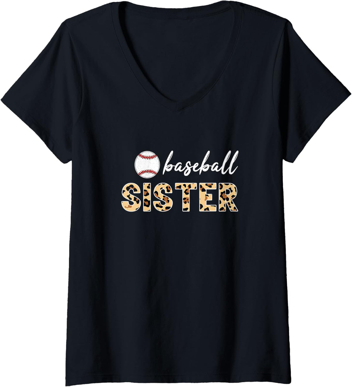 Womens Baseball Sister Leopard Print Softball Funny Mothers Day V Neck Apparel Viral TikTok Find Best Seller Look