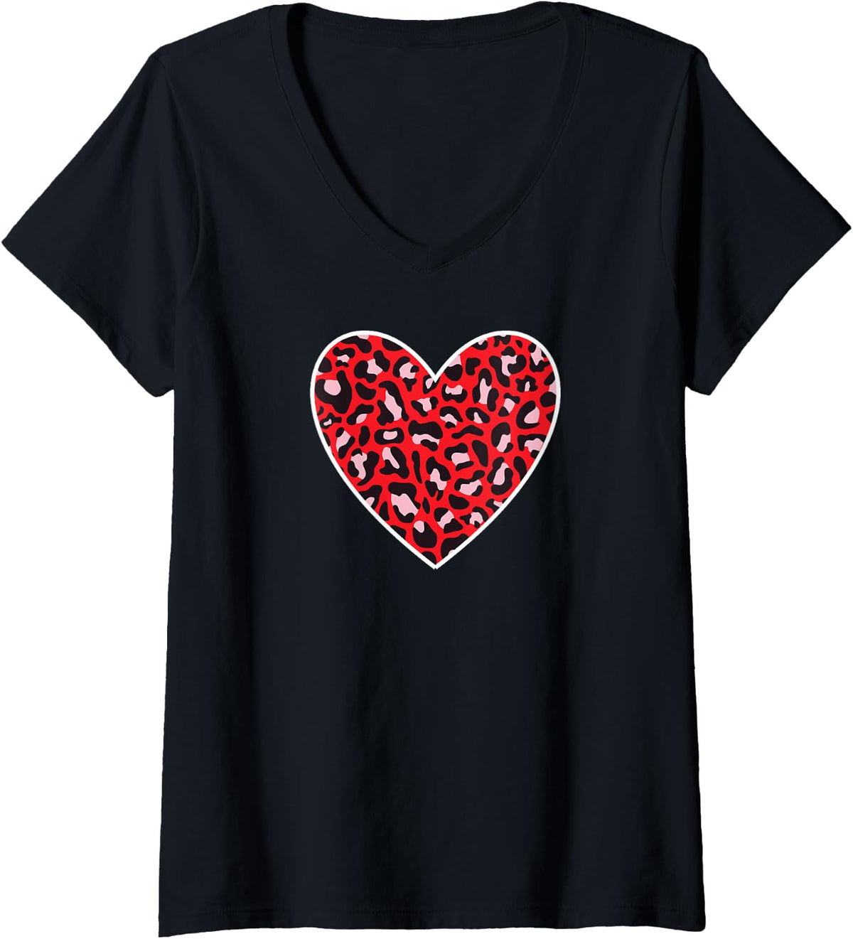 Womens red heart cheetah print filled heart love valentine anytime V Neck Apparel Viral TikTok Find Best Seller Look