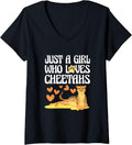 Womens Wild Cat Animal Lover Just A Girl Who Loves Cheetahs V Neck Apparel Comfort Fit Best Seller Look