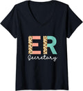 Womens Emergency Room Secretary Leopard Print Hospital Admin Staff V Neck Apparel Trending US Everyday Wear