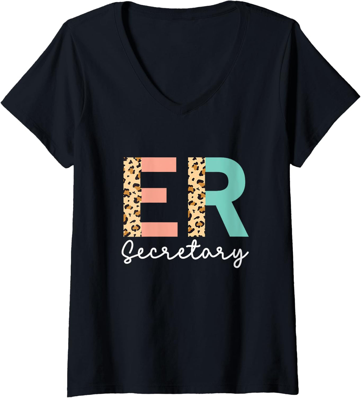 Womens Emergency Room Secretary Leopard Print Hospital Admin Staff V Neck Apparel Trending US Everyday Wear