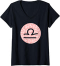 Womens Libra Zodiac Horoscope Sign Pink Cheetah Leopard Print V Neck Apparel Trending US Best Seller Look
