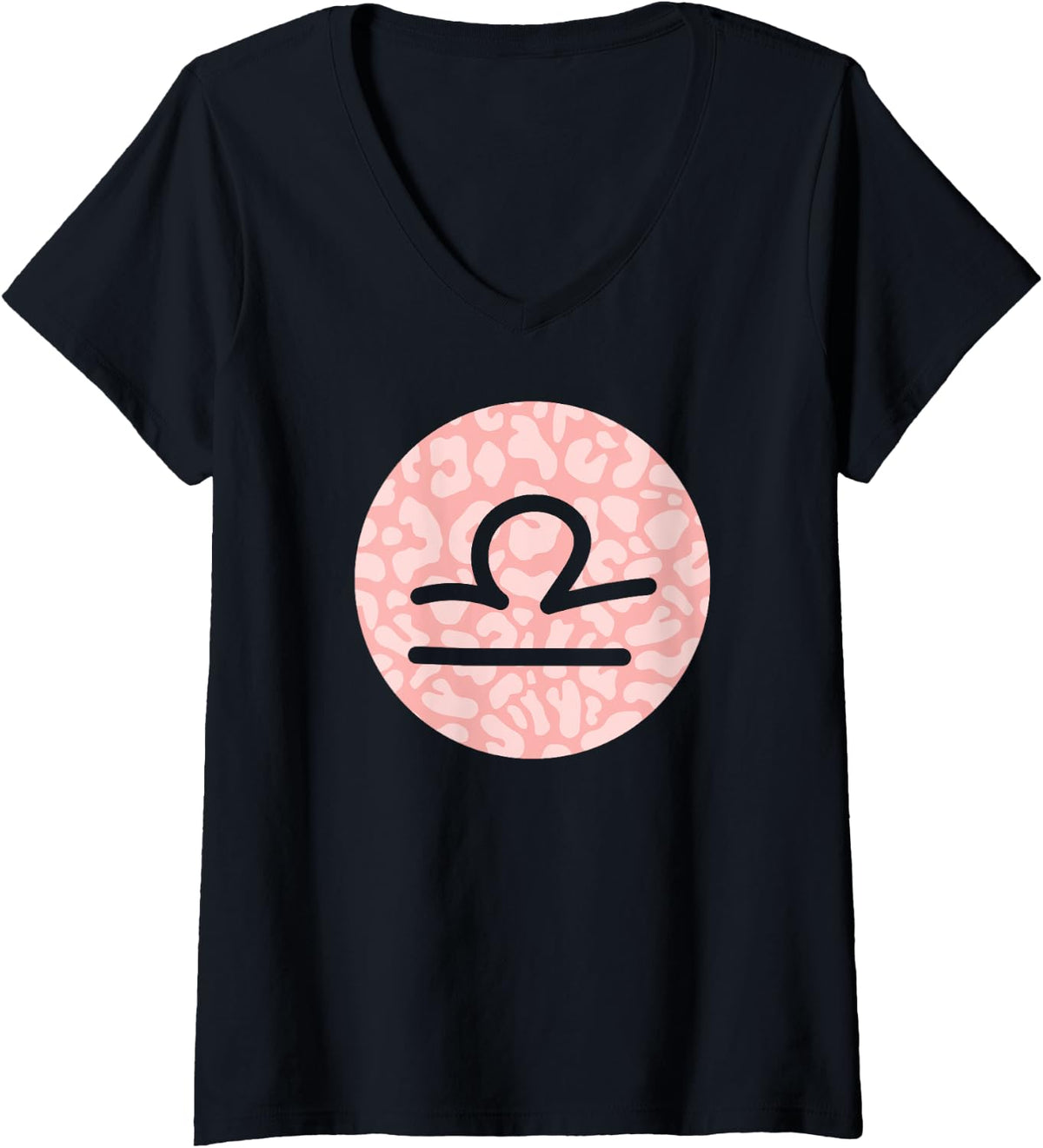 Womens Libra Zodiac Horoscope Sign Pink Cheetah Leopard Print V Neck Apparel Trending US Best Seller Look