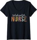 Womens Telehealth Nurse Life Leopard Print RN Registered Nursing V Neck Apparel Streetwear Style Hot Right Now