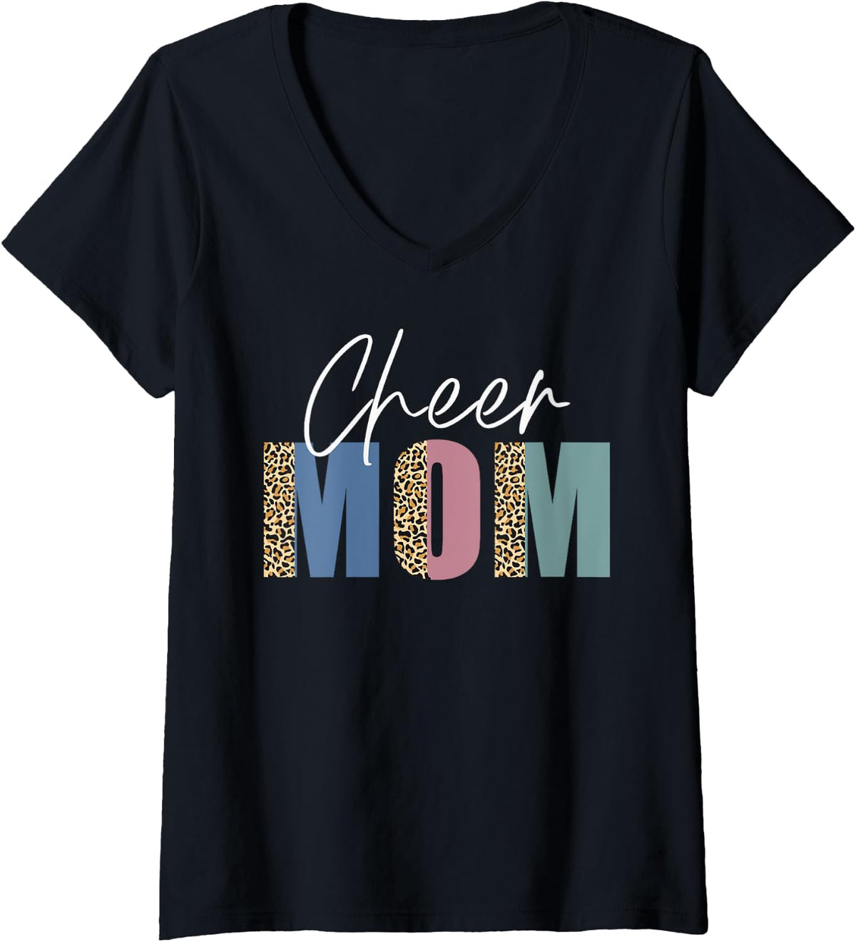 Womens Womens Cheer Mom Cheerleading Leopard Cheetah Print V Neck Apparel Streetwear Style Best Seller Look
