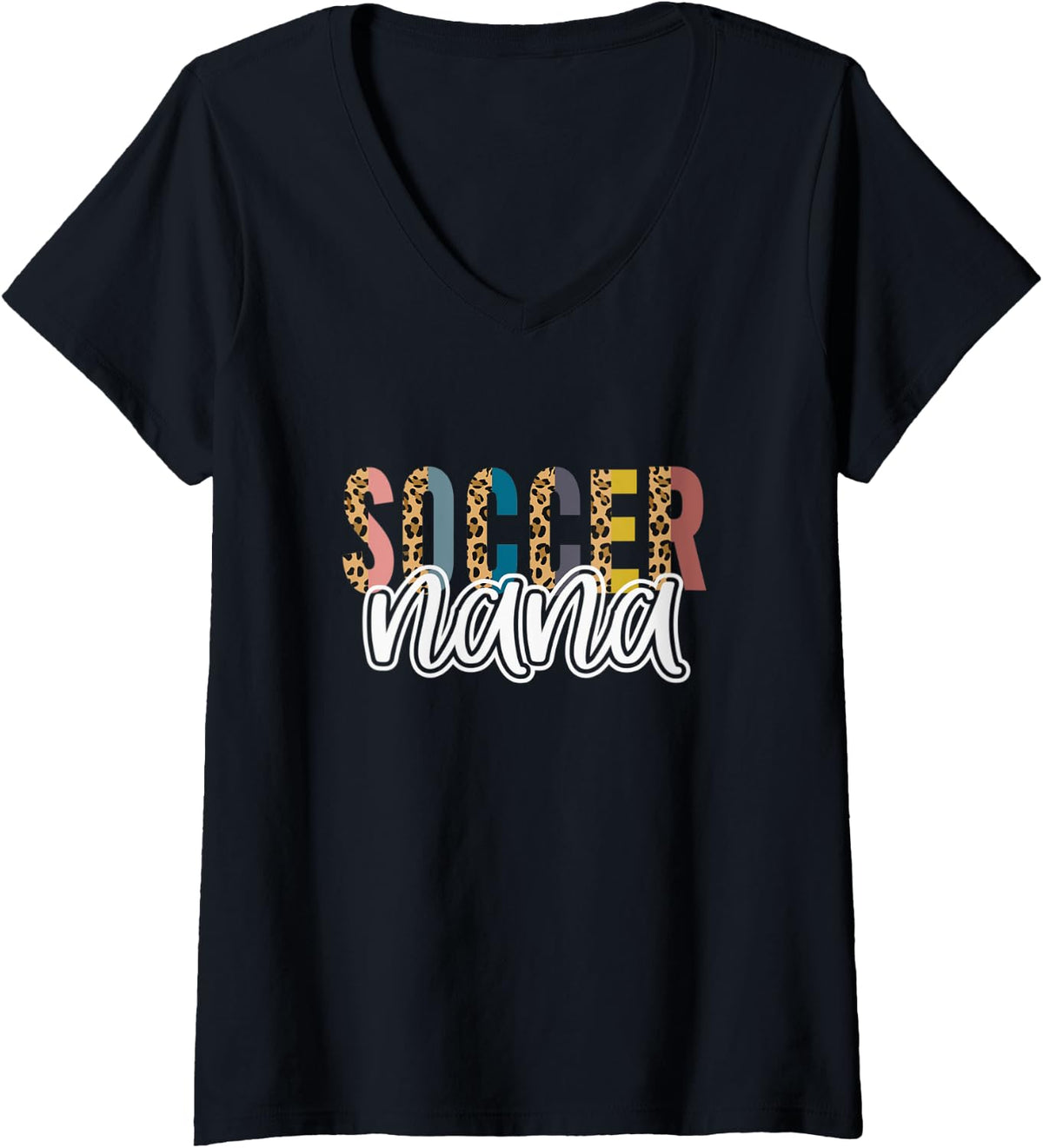 Womens Soccer NANA Leopard Cheetah Print Retro Trendy Cute V Neck Apparel Premium Print US Top Pick