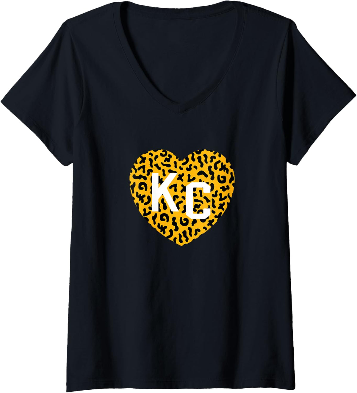 Womens Kc Cheetah Animal Print Heart Kc Kansas City Cheetah Heart V Neck Apparel High Search Demand Everyday Wear