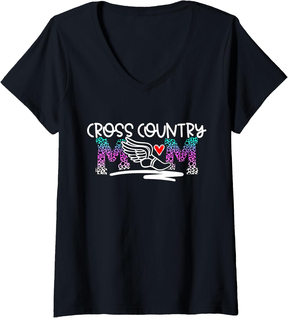 Cross Country Mom for Mothers Cheetah Print Design V Neck Apparel Streetwear Style Fan Favorite