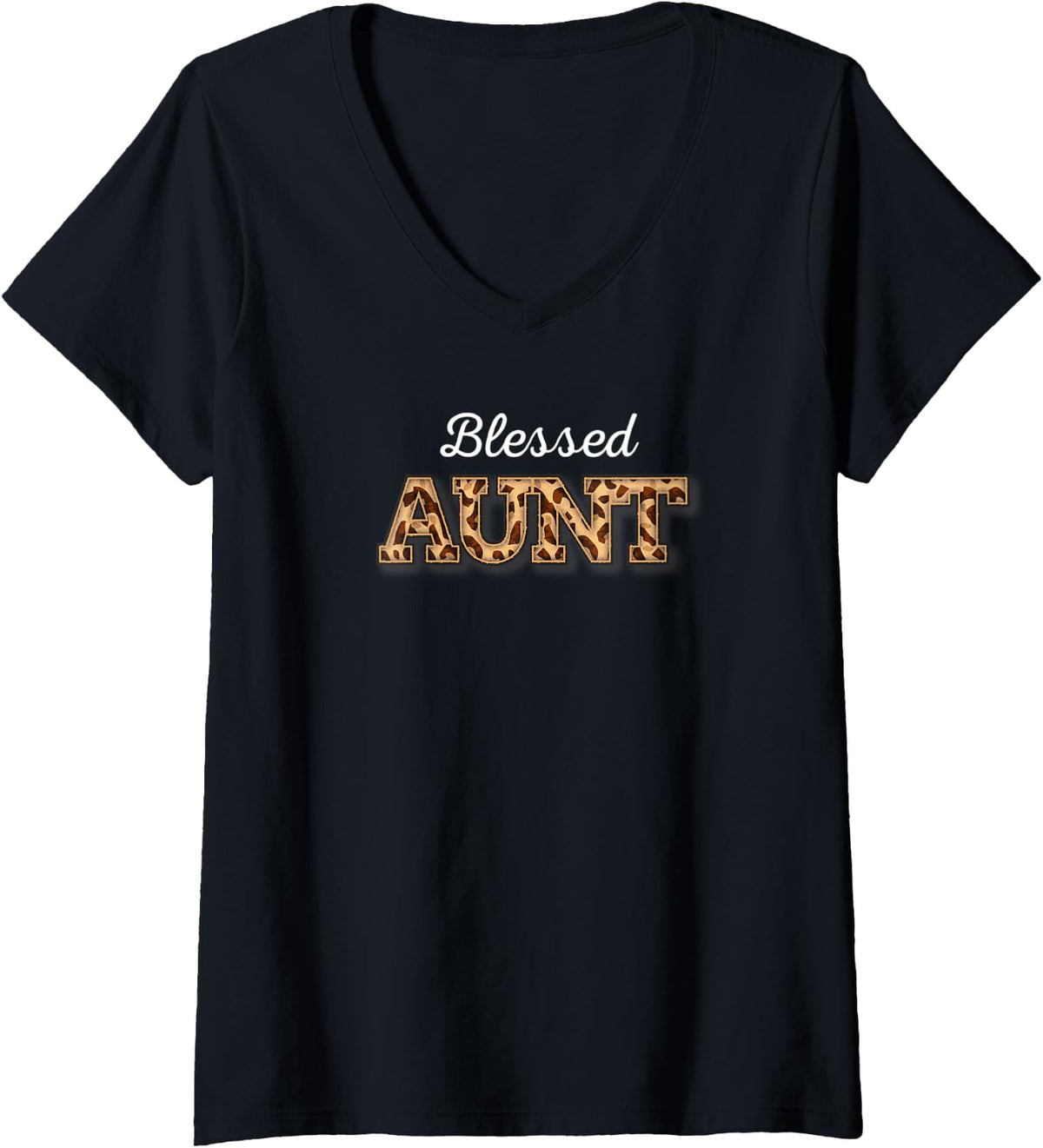 Womens Blessed Aunt Leopard Cheetah Animal Print Proud Auntie Quote V Neck Apparel High Search Demand Best Seller Look