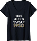 Womens Purrfection Since 1950 71st Birthday Leopard Cheetah Print V Neck Apparel Streetwear Style Fan Favorite