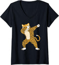 Womens Dabbing cheetah Dab Funny Gift idea for men women kids cute V Neck Apparel High Search Demand US Top Pick