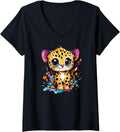 Womens Cute Baby Cheetah With Colorful Splashes V Neck Apparel Premium Print Fan Favorite
