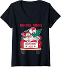 Womens Merry Catmas Christmas truck cat lovers Michael Family V-Neck Apparel | Viral Streetwear Style