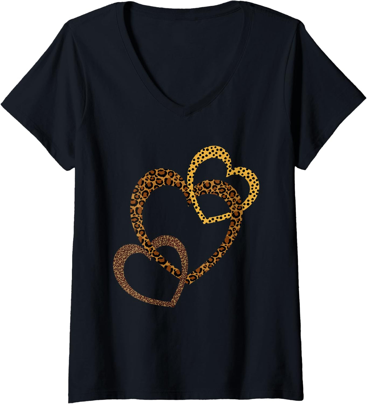 Womens Hearts Love Leopard Cheetah Shirt Womens Animal Print Hart V Neck T Shirt Viral TikTok Find US Top Pick