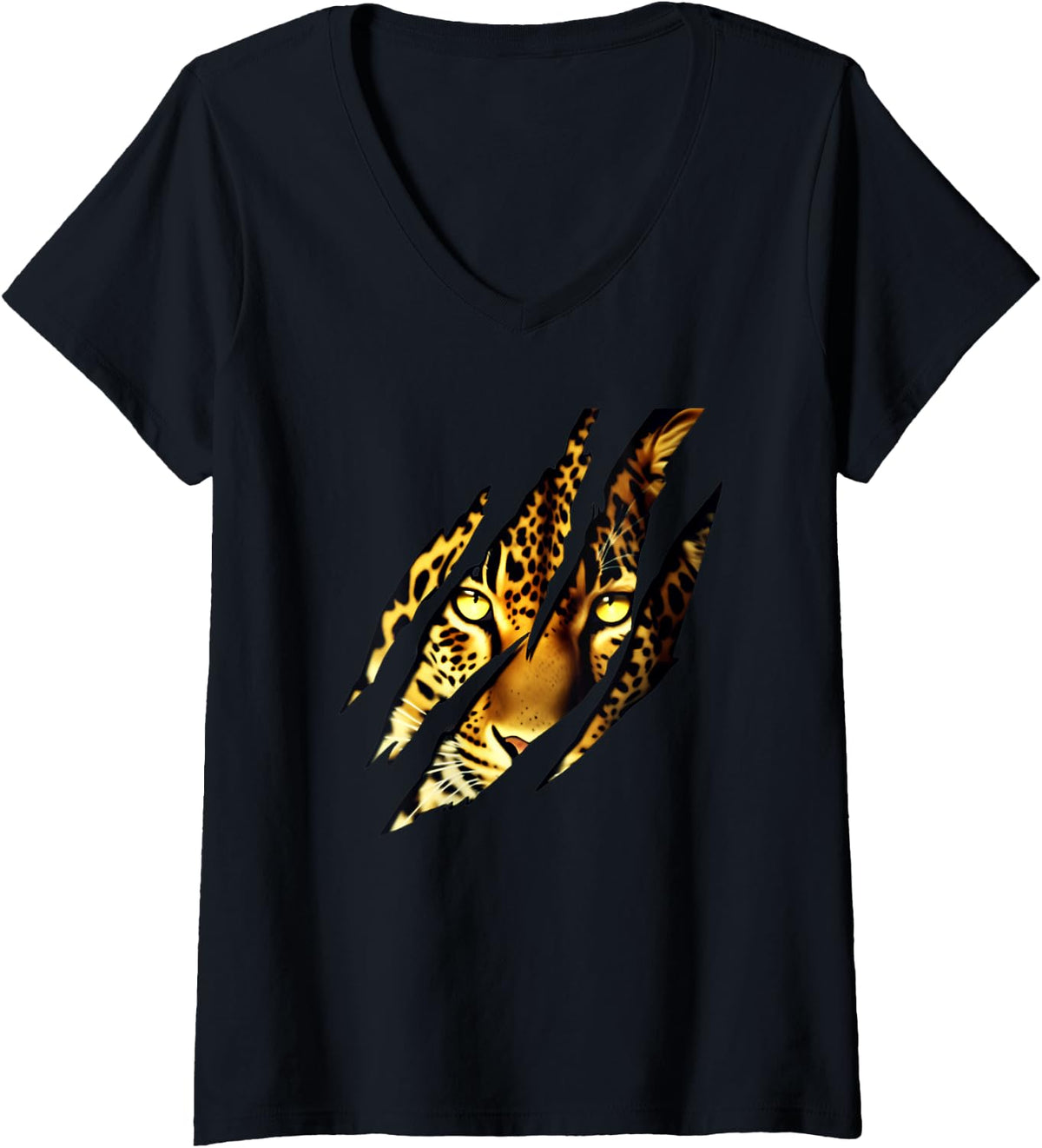Womens Cheetah Face Print Leopard Fierce Animal Women Men Safari V Neck Apparel Premium Print Fan Favorite
