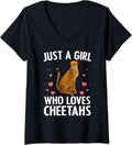 Womens Cute Cheetah Design For Women Girls Cat Animal Cheetah Lover V Neck Apparel Streetwear Style Fan Favorite