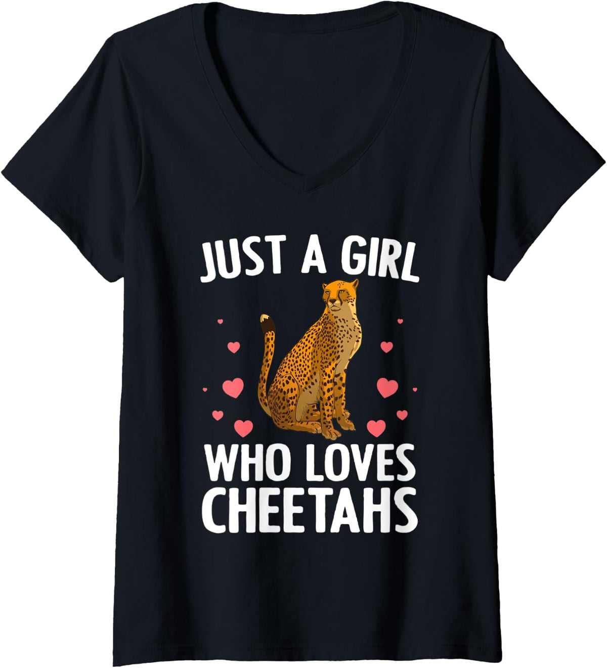 Womens Cute Cheetah Design For Women Girls Cat Animal Cheetah Lover V Neck Apparel Streetwear Style Fan Favorite