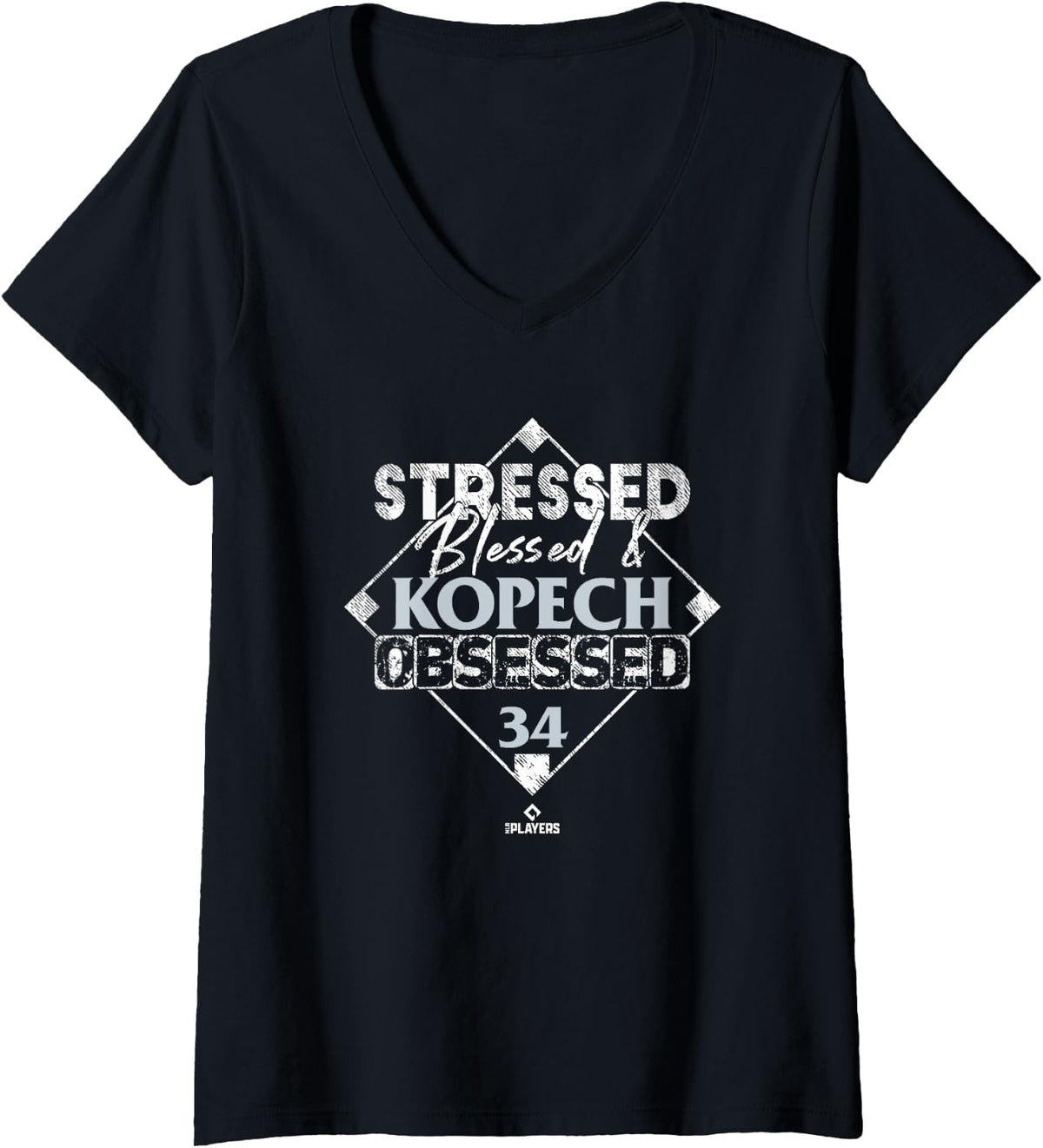 Womens Stressed Blessed and Michael Kopech Obsessed V-Neck Apparel | Everyday Casual Wear