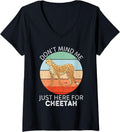 Womens Vintage Cheetah Don t Mind Me Just Here For Cheetah Lover V Neck Apparel Viral TikTok Find Best Seller Look
