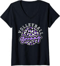Womens Leopard Cheetah Volleyball Purple Grammy Shirt Womens Trendy V Neck T Shirt Premium Print US Top Pick