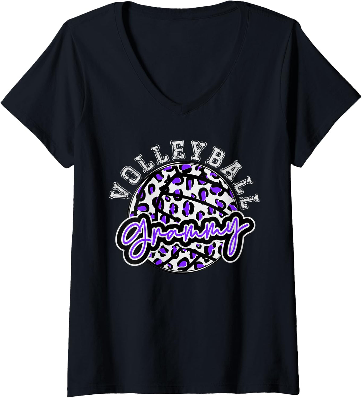 Womens Leopard Cheetah Volleyball Purple Grammy Shirt Womens Trendy V Neck T Shirt Premium Print US Top Pick