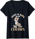 Womens Just a Girl Who Loves Cheetahs Big Cat Spots Women Cheetah V Neck Apparel Viral TikTok Find Hot Right Now