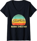Womens Cool Cheetah For Women Mom Cat Animal Print Leopard Safari V Neck Apparel Streetwear Style Gift Ready
